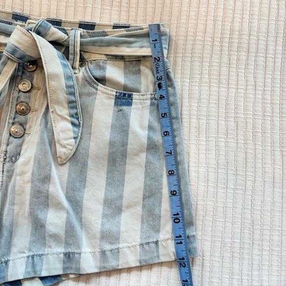 Rewash Brand Striped Denim Super High Rise Paperbag Shorts Women's Size 9/29 - Picture 8 of 11